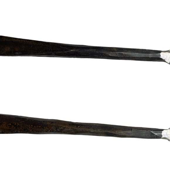 Vintage Hand Forged Rustic Primitive Salad Tongs Spoon Fork Serving Utensils - Picture 9 of 16